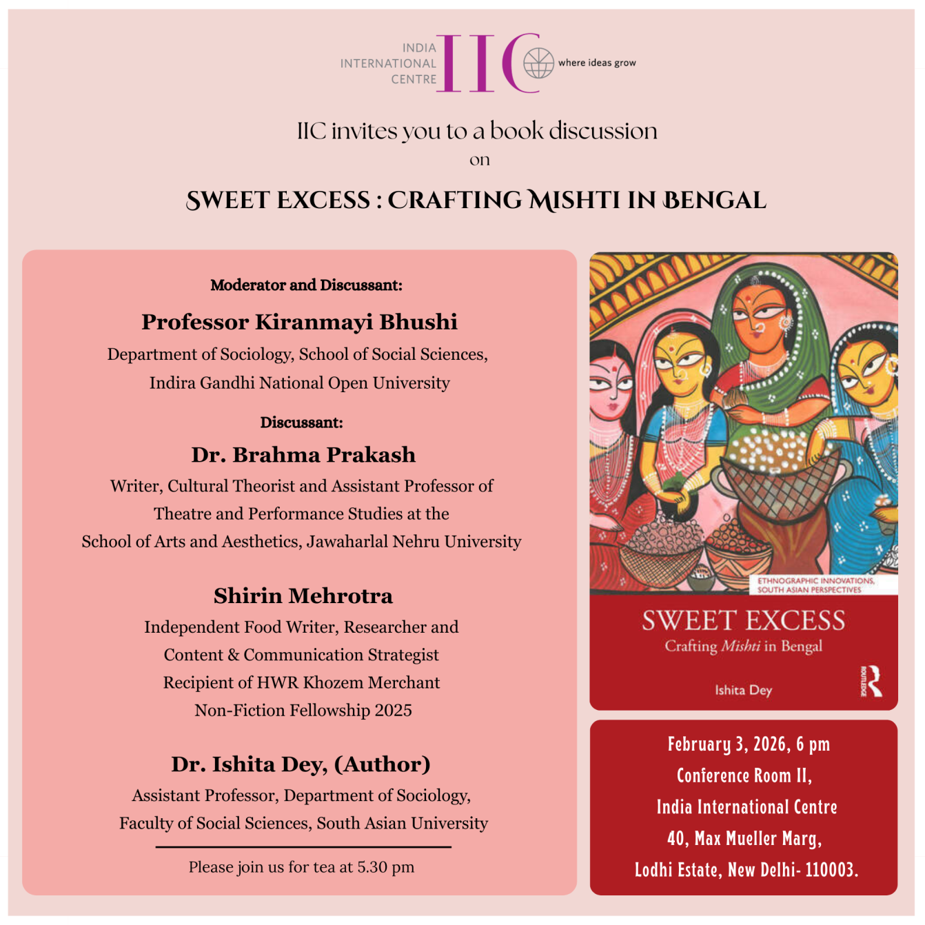  Book Discussion- Sweet Excess: Crafting Mishti in Bengal