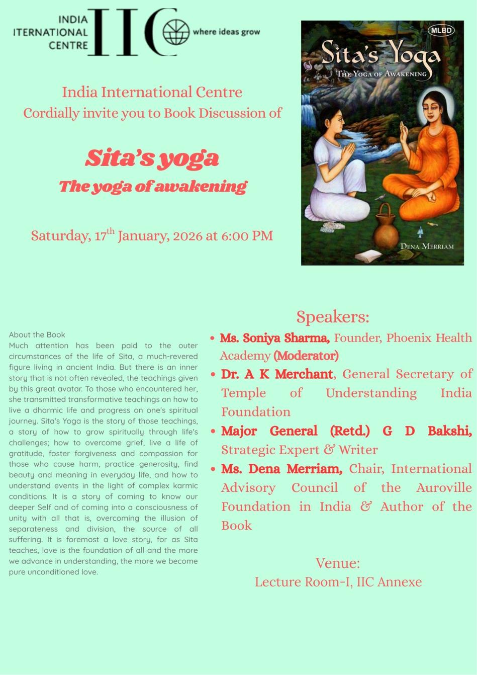 BOOK DISCUSSION GROUP  Sita’s Yoga: The Yoga of Awakening
