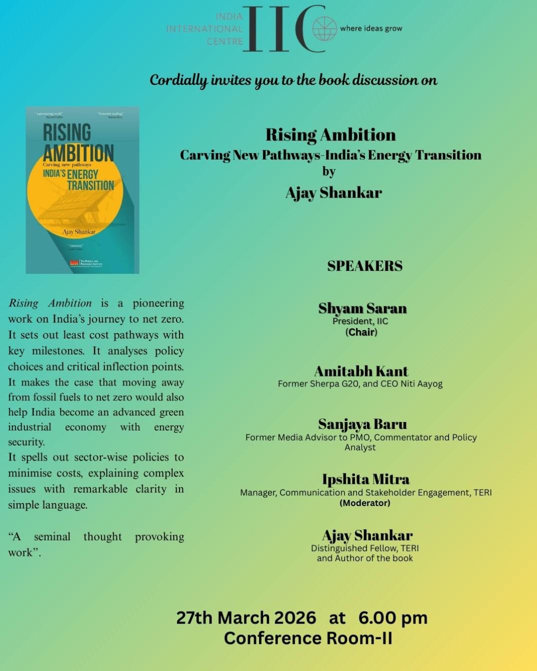 Book Discussion Group    Rising Ambition: Carving New Pathways- India’s Energy Transition