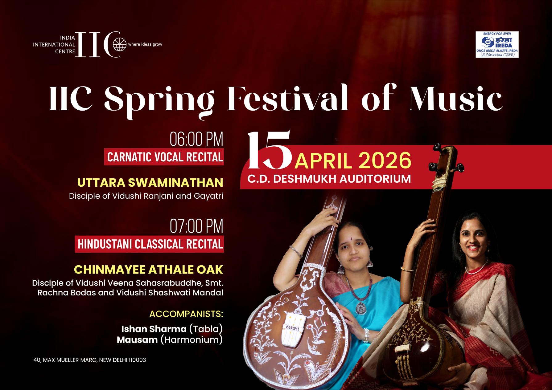 IIC Spring Festival of Music: 15 & 16 April 2026