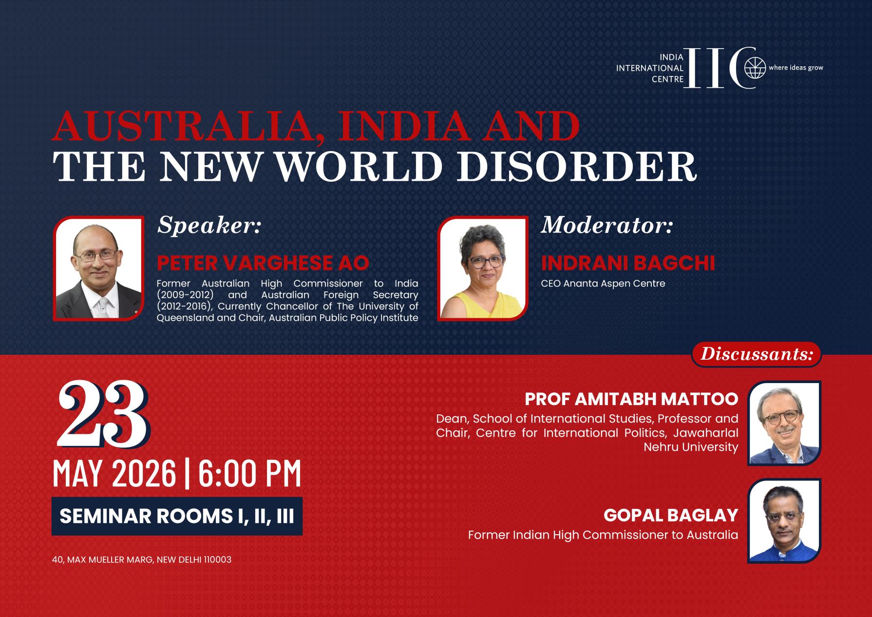 Australia, India and The New World Disorder 