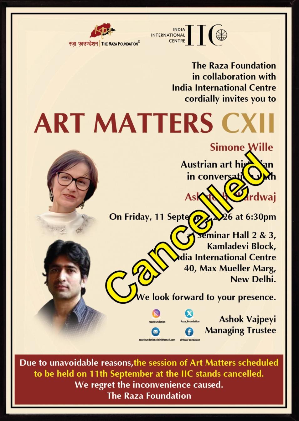   CANCELLED- ART MATTERS