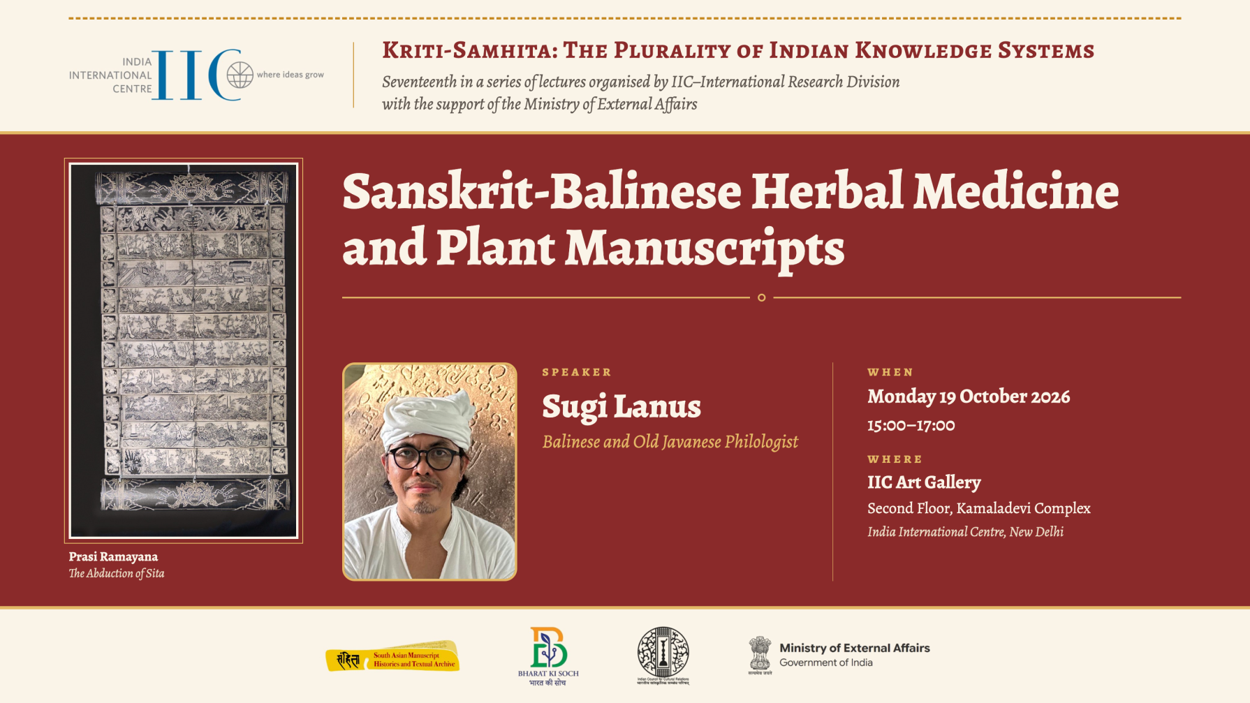 Talk on Sanskrit-Balinese Herbal Medicine and Plant Manuscripts