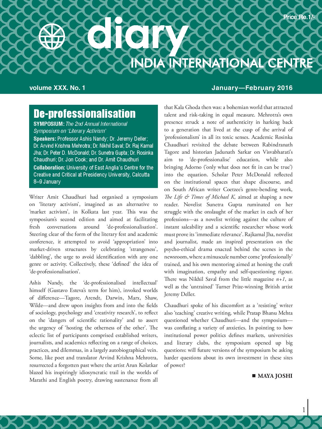 IIC Diary (January-February 2016)