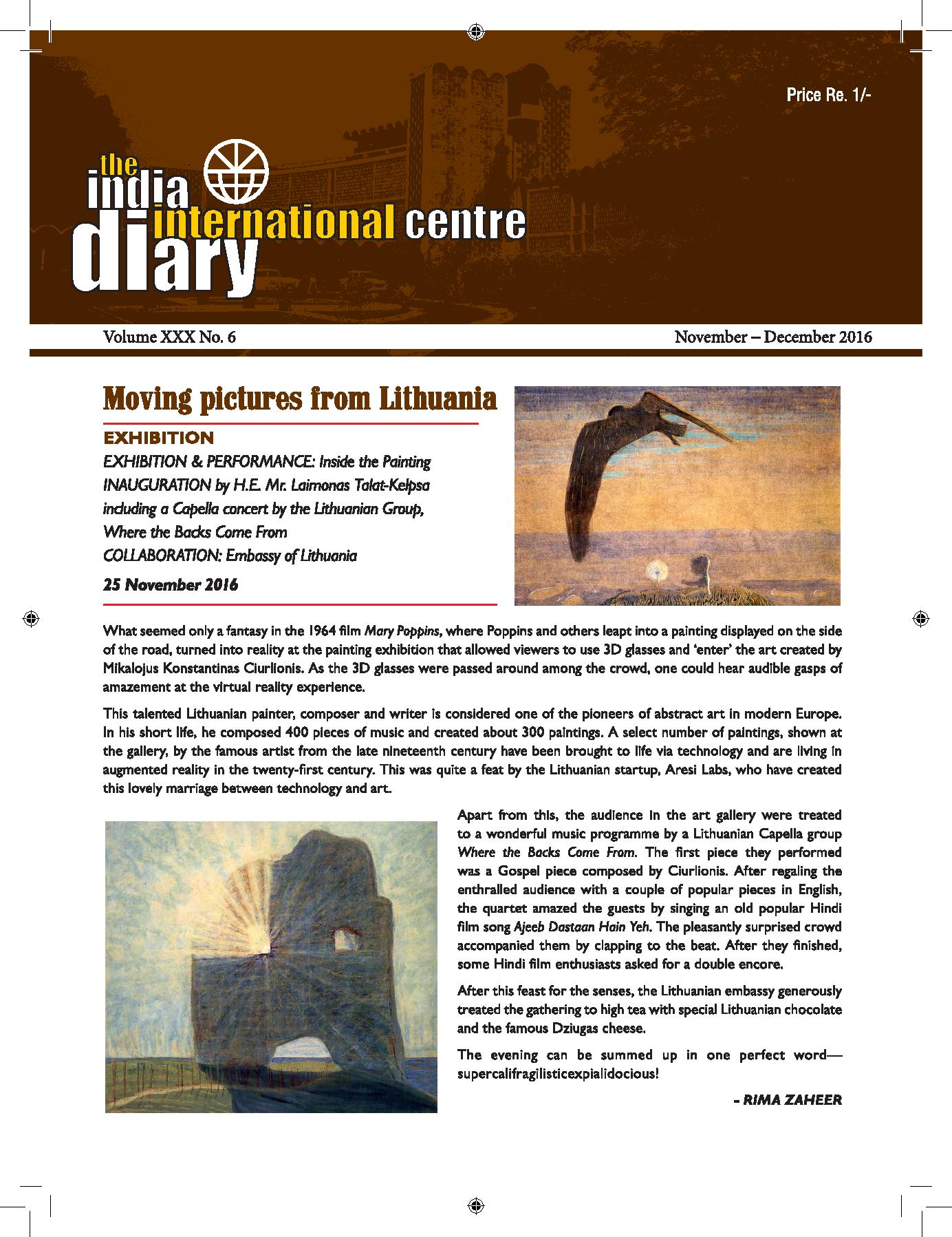 IIC Diary (November-December 2016)