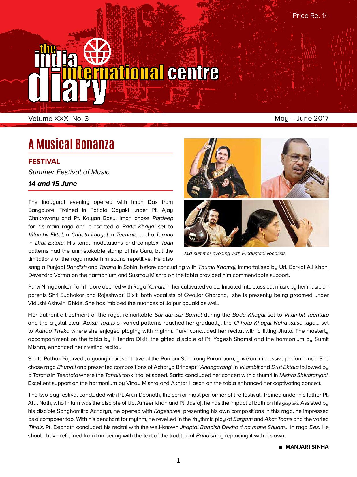 IIC Diary (May-June 2017)