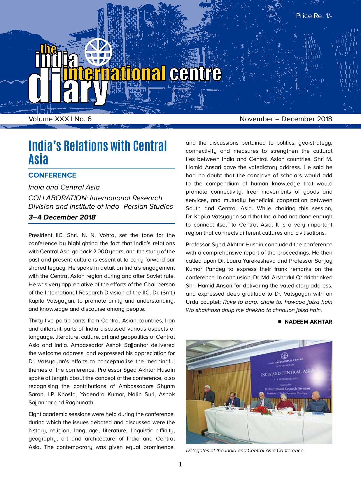 IIC Diary (November-December 2018)