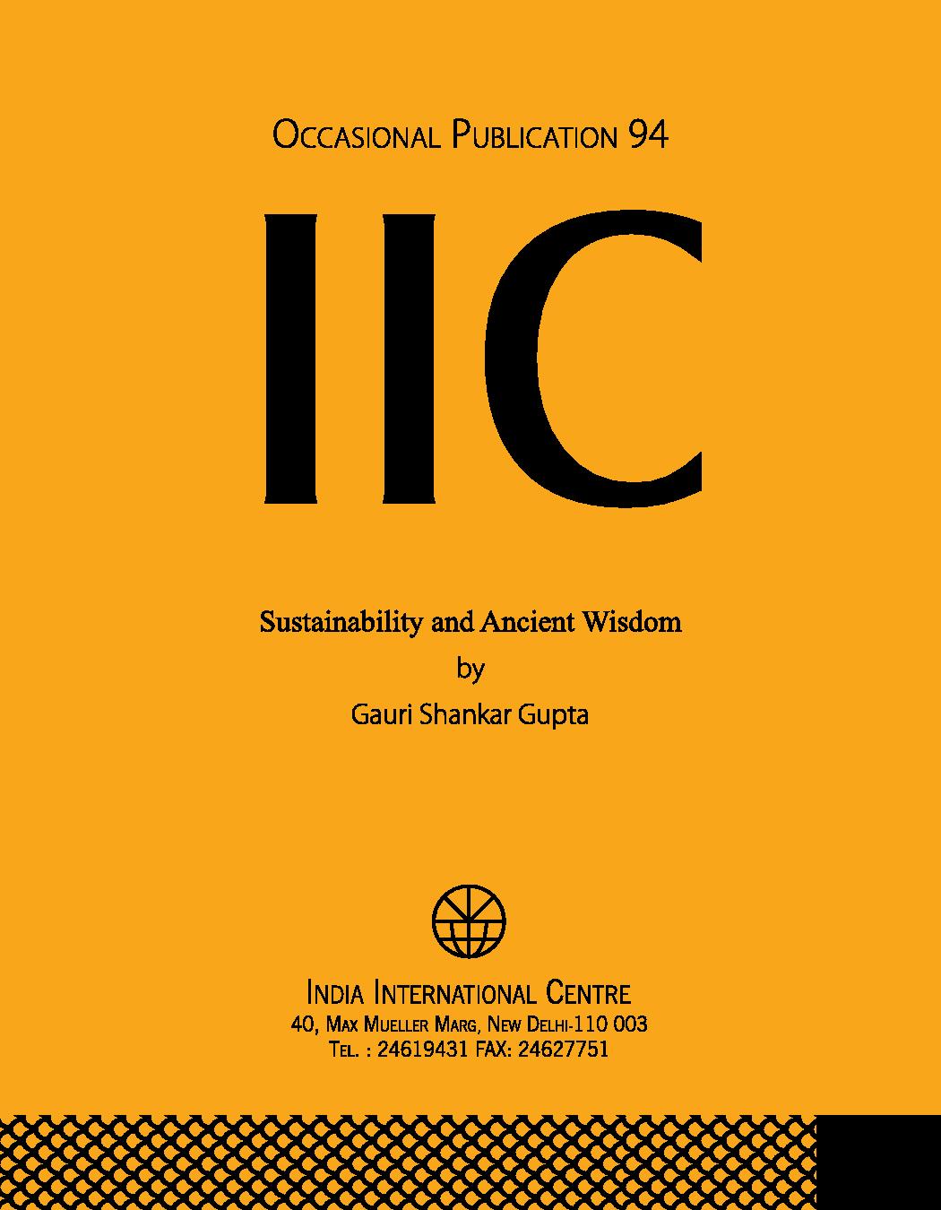 Sustainability and Ancient Wisdom (OP 94)