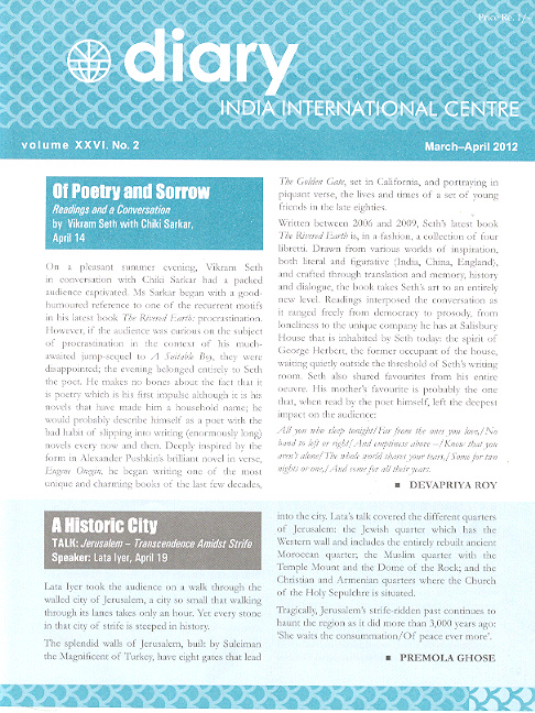 IIC Diary (March-April 2012)