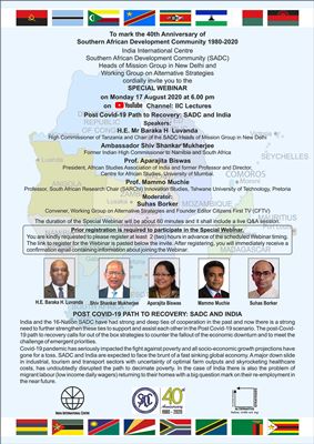Post Covid-19 Path to Recovery: SADC and India