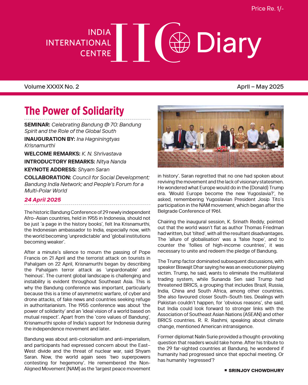 IIC Diary (April-May 2025)