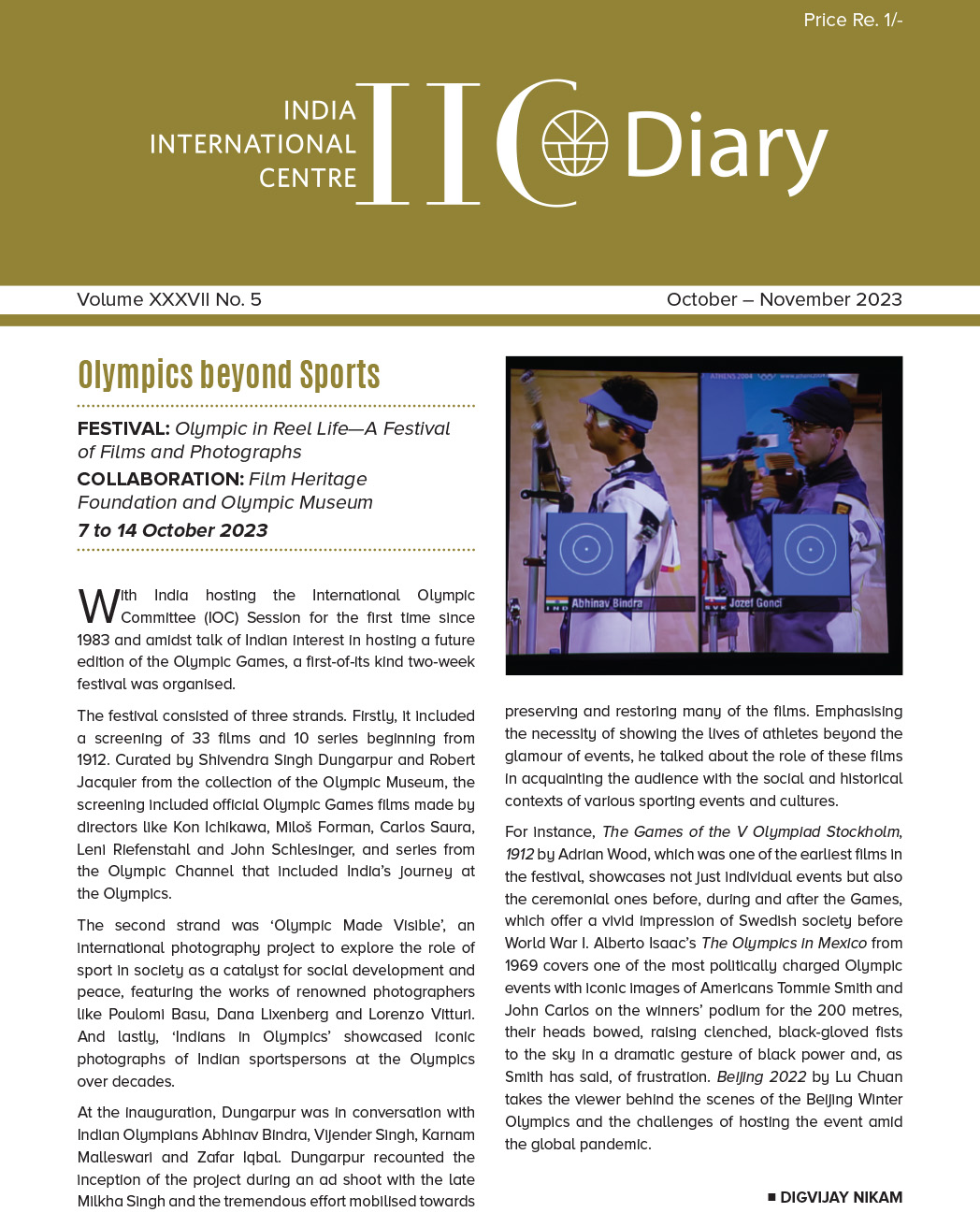 IIC Diary (October-November 2023)
