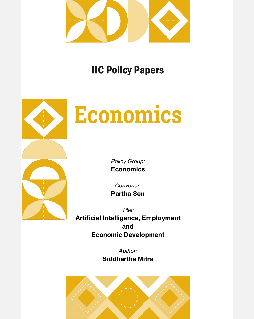 Artificial Intelligence, Employment and Economic Development (Group: Economics)