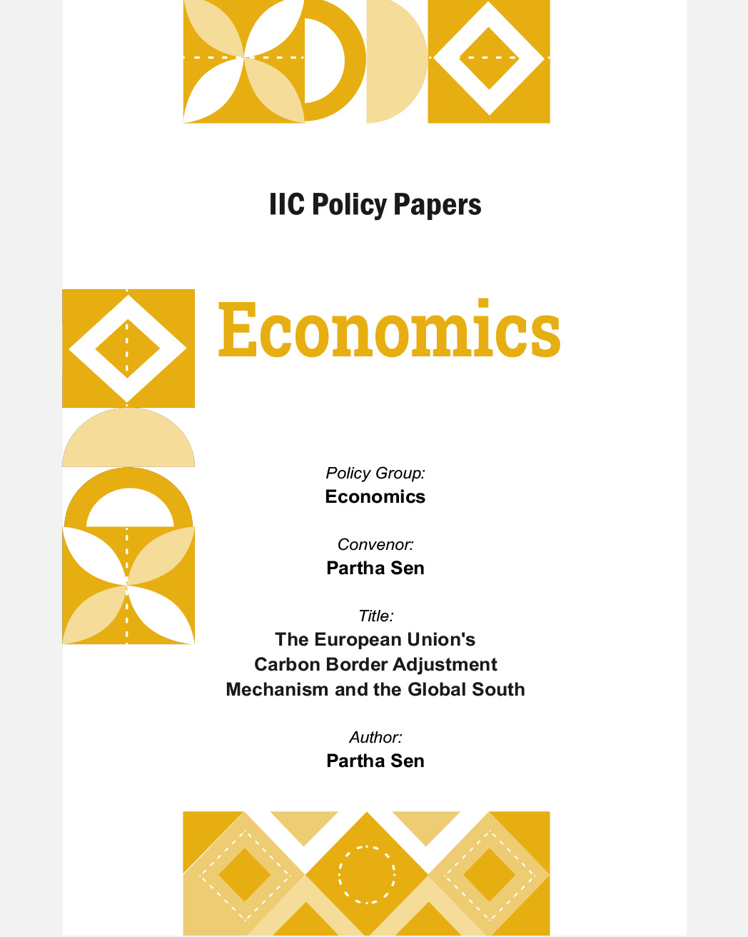 The European Union's Carbon Border Adjustment Mechanism and the Global South (Group: Economics)