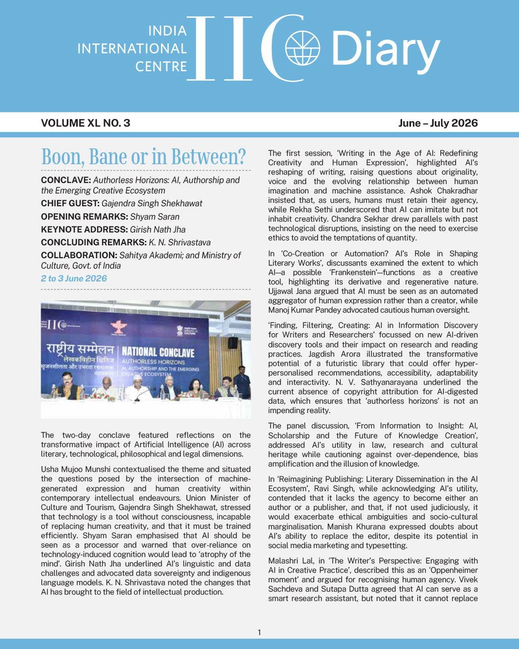 IIC Diary (June-July 2026)